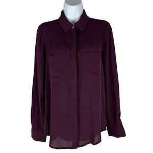 Ro & De Women's Burgundy Button-Up Blouse Size XS